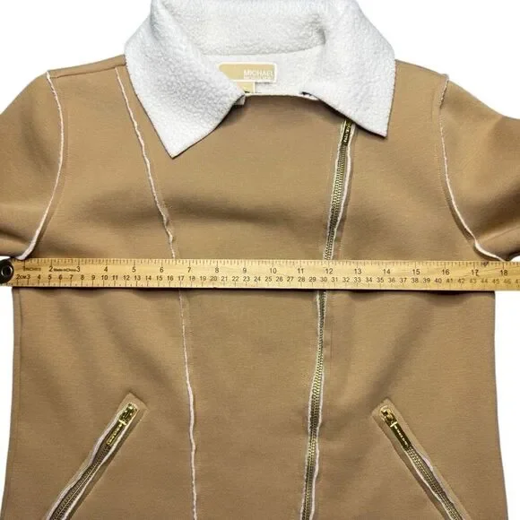 Michael Kors Tan Zip Up Jacket Womens S Double Rider Zipper - Picture 8 of 8